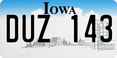 IA license plate DUZ143