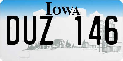 IA license plate DUZ146