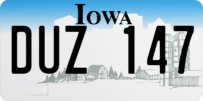 IA license plate DUZ147