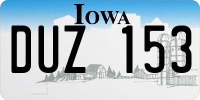 IA license plate DUZ153