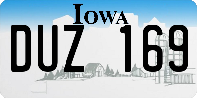 IA license plate DUZ169