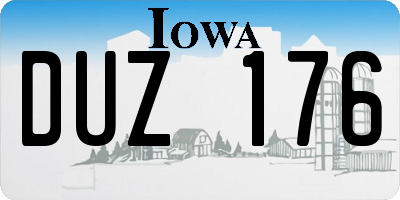 IA license plate DUZ176
