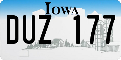IA license plate DUZ177