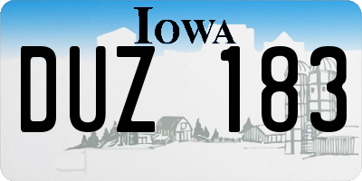 IA license plate DUZ183