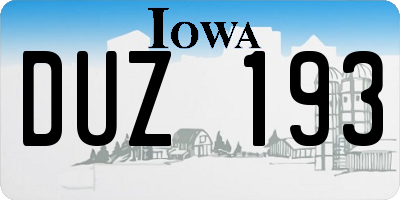 IA license plate DUZ193