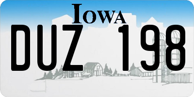 IA license plate DUZ198