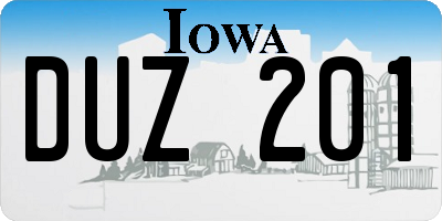 IA license plate DUZ201