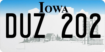 IA license plate DUZ202