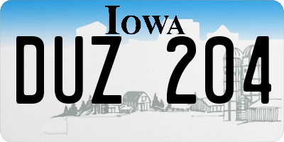 IA license plate DUZ204