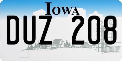 IA license plate DUZ208