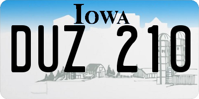 IA license plate DUZ210