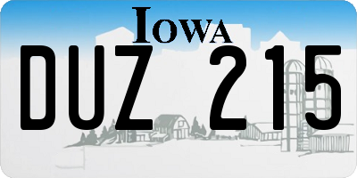 IA license plate DUZ215