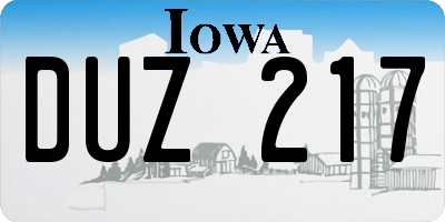 IA license plate DUZ217