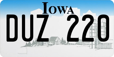 IA license plate DUZ220