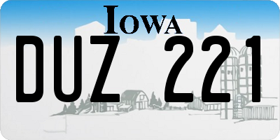 IA license plate DUZ221