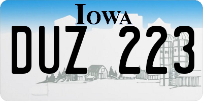IA license plate DUZ223