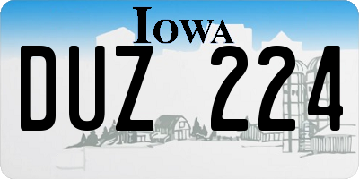 IA license plate DUZ224