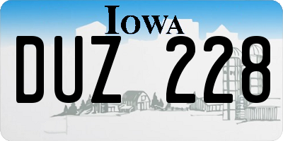 IA license plate DUZ228