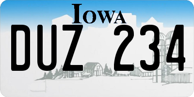 IA license plate DUZ234