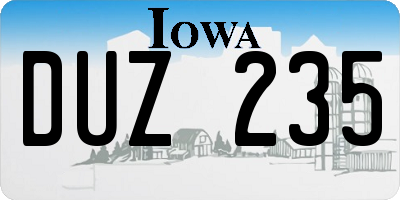 IA license plate DUZ235