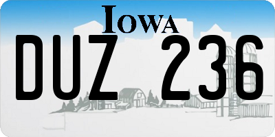 IA license plate DUZ236