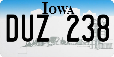IA license plate DUZ238