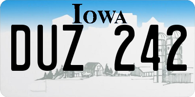 IA license plate DUZ242