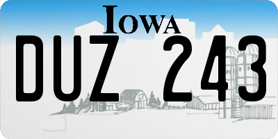 IA license plate DUZ243