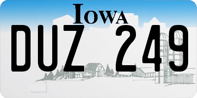 IA license plate DUZ249