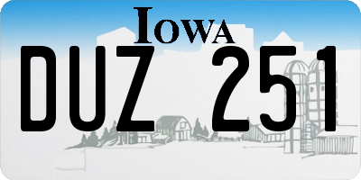 IA license plate DUZ251