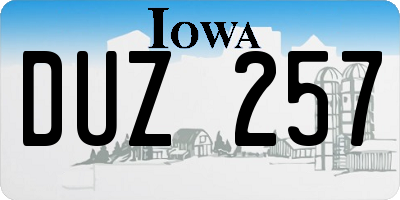 IA license plate DUZ257