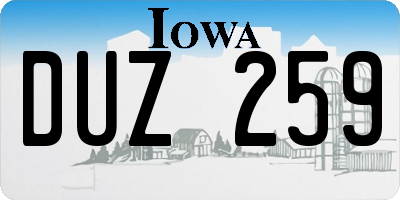 IA license plate DUZ259