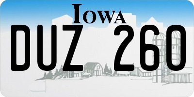 IA license plate DUZ260