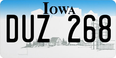 IA license plate DUZ268