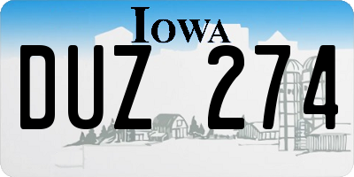 IA license plate DUZ274