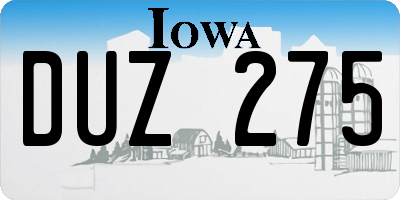 IA license plate DUZ275