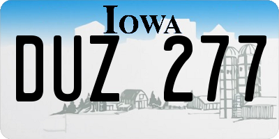 IA license plate DUZ277