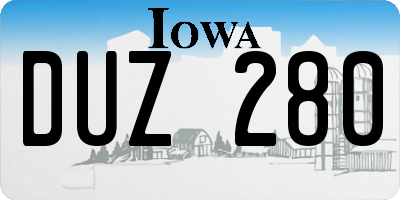 IA license plate DUZ280