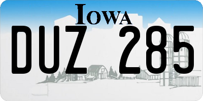 IA license plate DUZ285