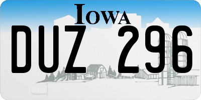 IA license plate DUZ296