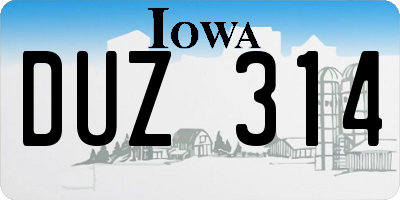 IA license plate DUZ314