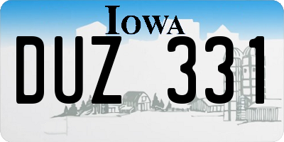 IA license plate DUZ331