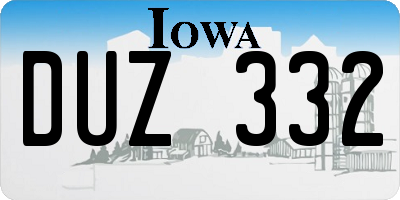 IA license plate DUZ332
