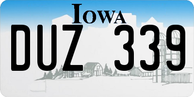 IA license plate DUZ339