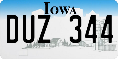 IA license plate DUZ344