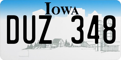 IA license plate DUZ348