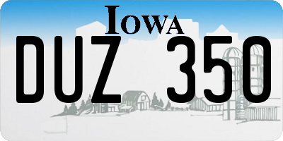IA license plate DUZ350