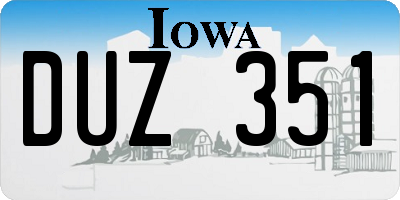 IA license plate DUZ351