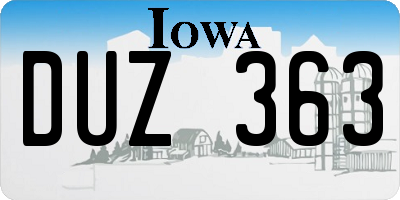IA license plate DUZ363