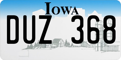 IA license plate DUZ368